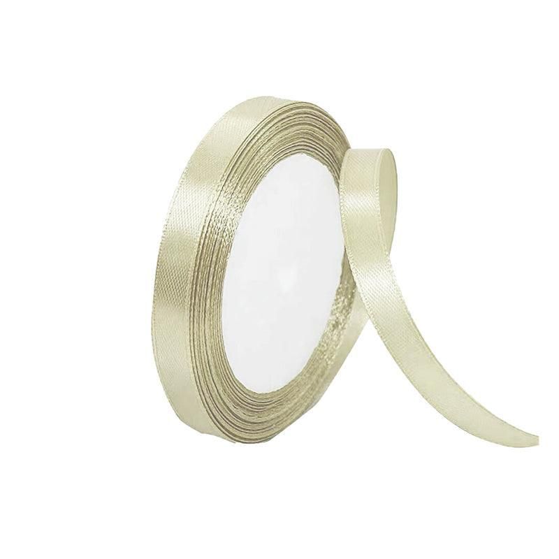 10mm Width Satin Hair Ribbon Wedding Party Decoration Gift Banquet 3m - Cream Colored