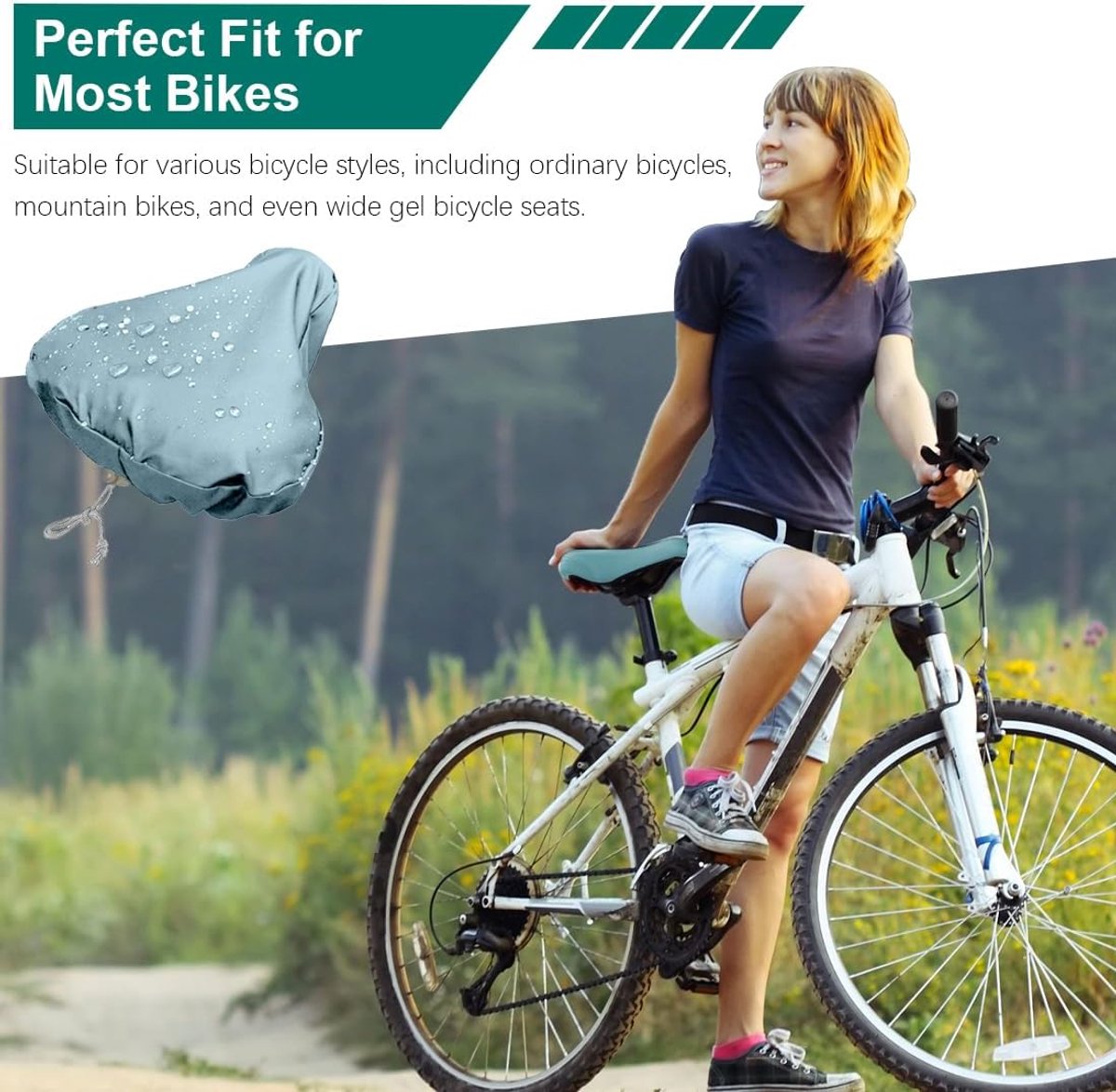 Bicycle Saddle Cover - Waterproof Saddle Cover - Cover for Bicycle Saddle - Rain Cover - Saddle Cover - waterproof bicycle saddle cover - with drawstring — image 3