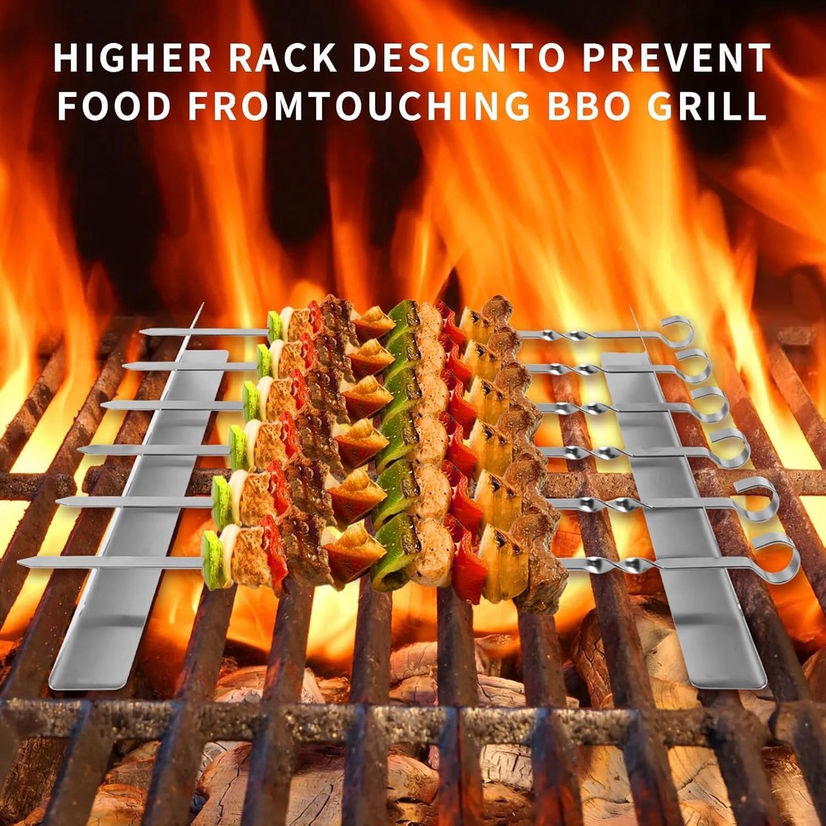 4 pieces - Skewer holder - Stainless steel skewer rack - BBQ Skewer Holder - Stainless Steel Skewer Holder - Shish kebab - stainless steel grill - BBQ — image 3
