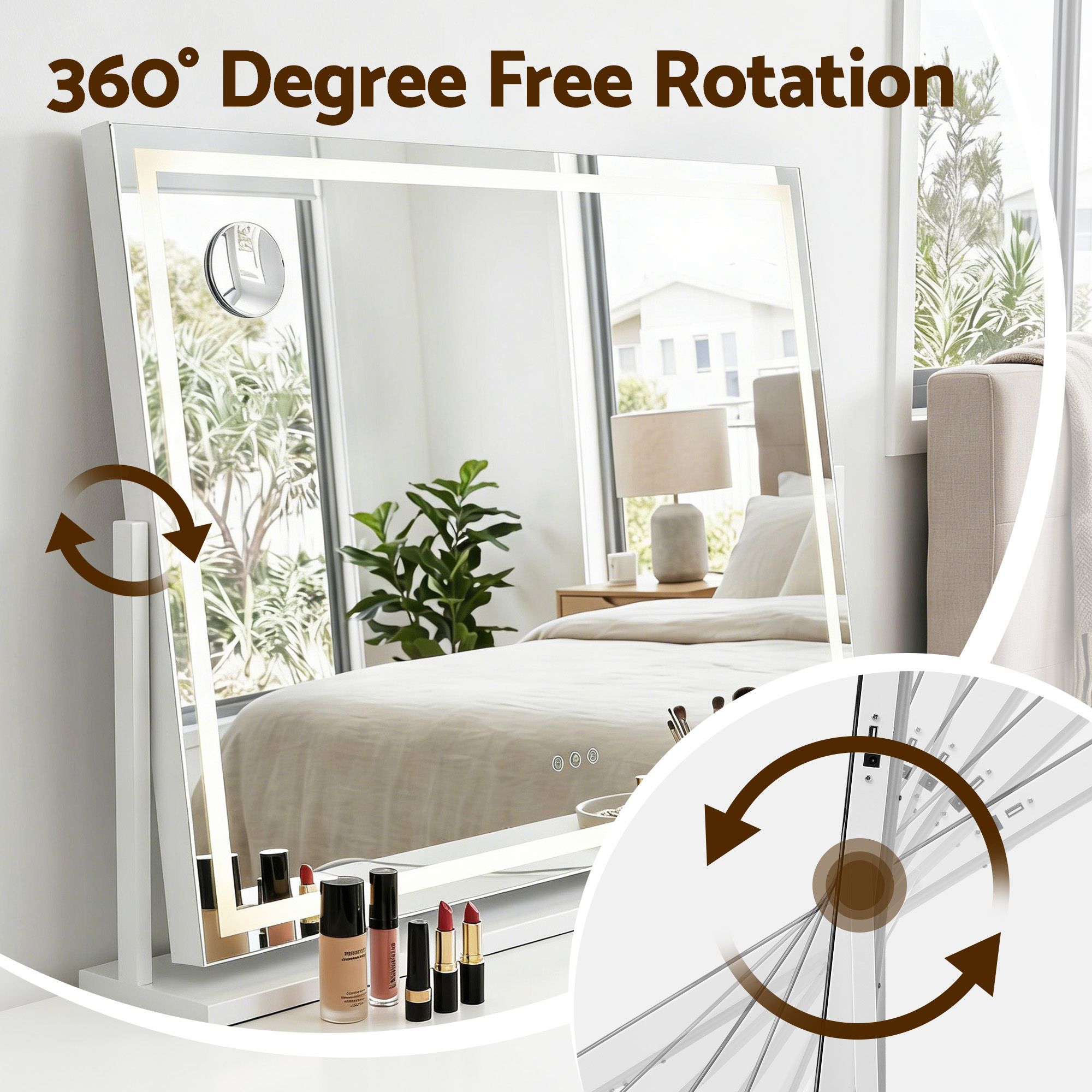 Embellir 100x70cm Makeup Mirror 360 degree Rotatable Vanity Mirror 10x magnifing — image 6