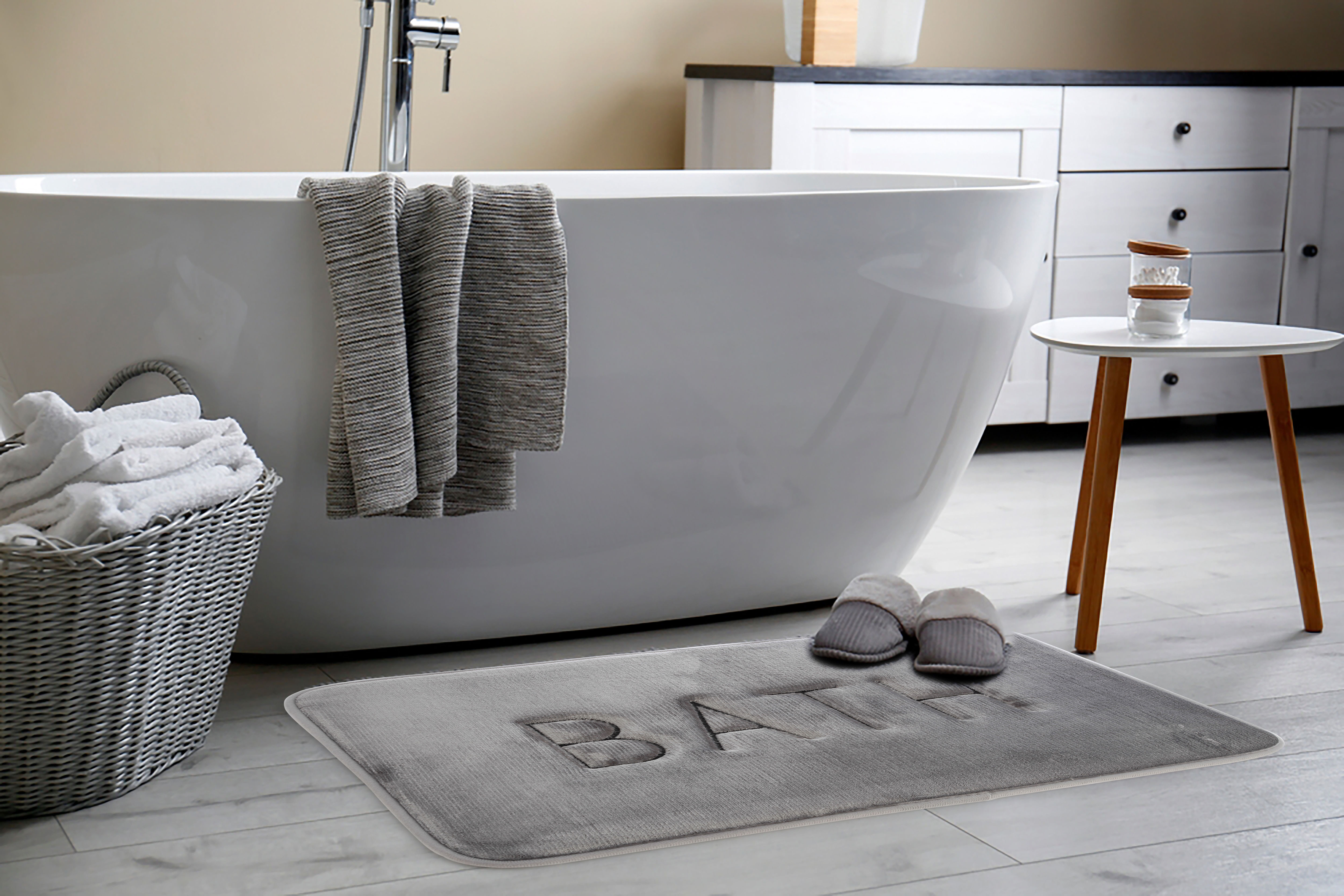 Extra Thick Memory Foam & Super Comfort Bath Rug Mat for Bathroom (60 × 40 cm, Grey) — image 3