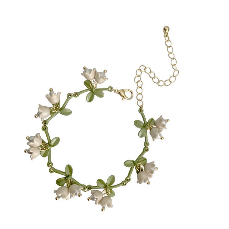 Rose Flower Jewelry Red White Rose Bluebell Flower Long Necklaces Flower Dangle Earrings Rose Bluebell Bracelet Jewelry — image 4