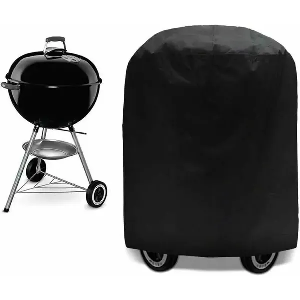 1 Piece 210D Oxford BBQ Grill Cover, Waterproof UV-Resistant Outdoor Protector for Kettle Grills, Black, 70 x 70 cm