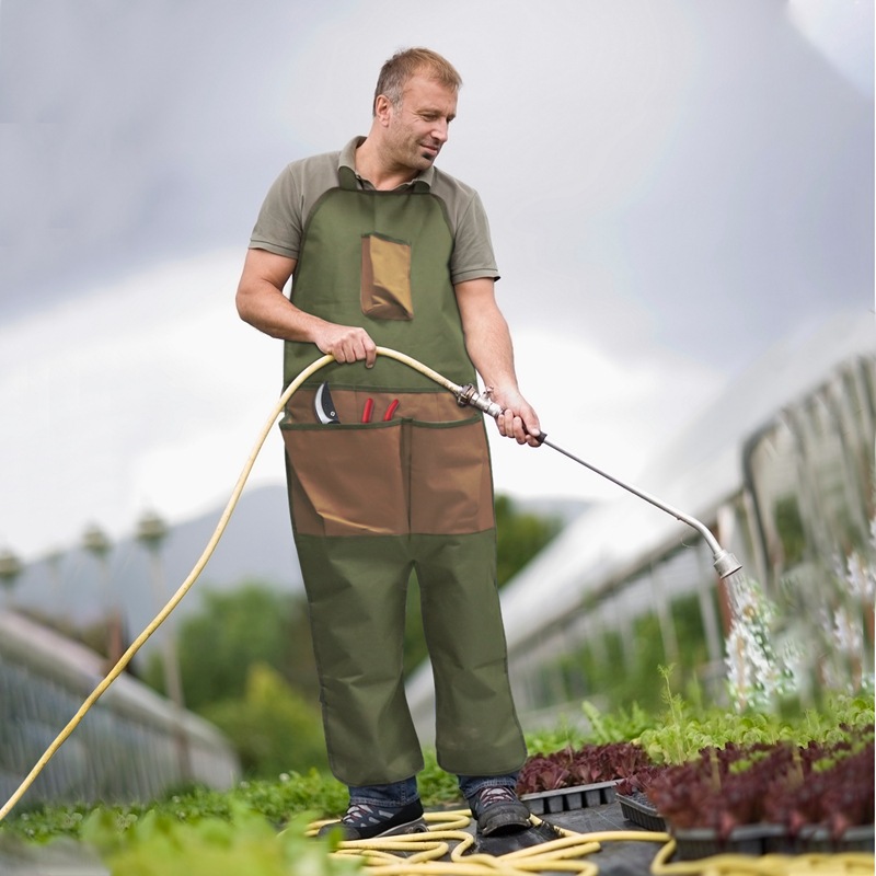 Green And Beige Gardening Leg Apron - Oxford Fabric, Extended Design, 118x45cm, 450g โ image 5