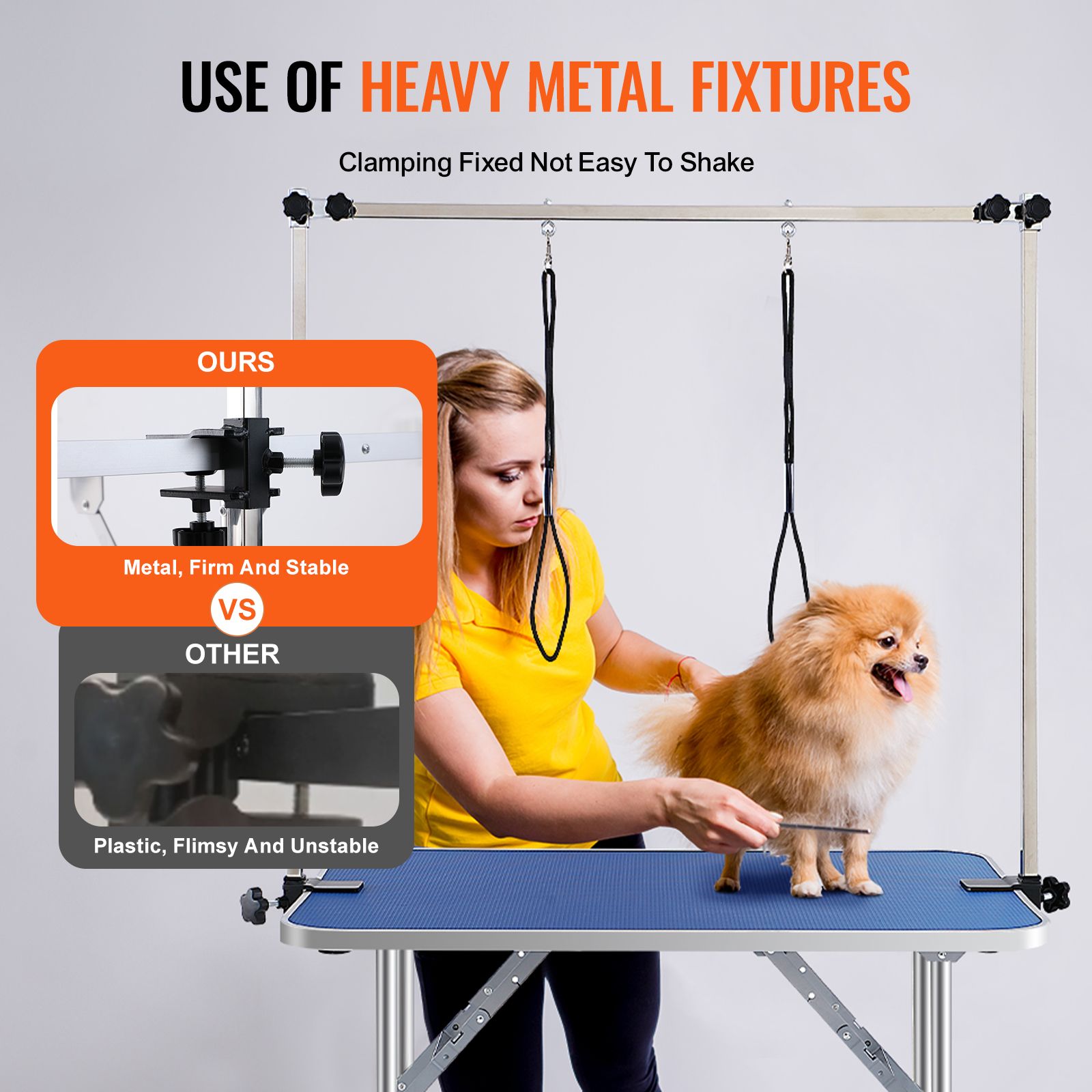 Pet Grooming Table Two Arms with Clamp, 915 × 610mm Dog Grooming Station, Foldable Pets Grooming Stand for Medium and Small Dogs, Free Two No Sit Haunch Holder — image 3