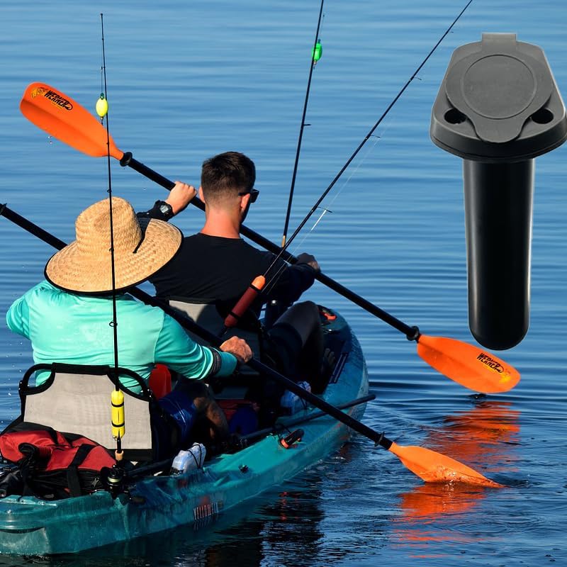 4pc Kayak Fishing Rod Holder - Plastic Flush Mount Boat Holders with Cap Cover for Canoe and Tackle Accessory — image 6