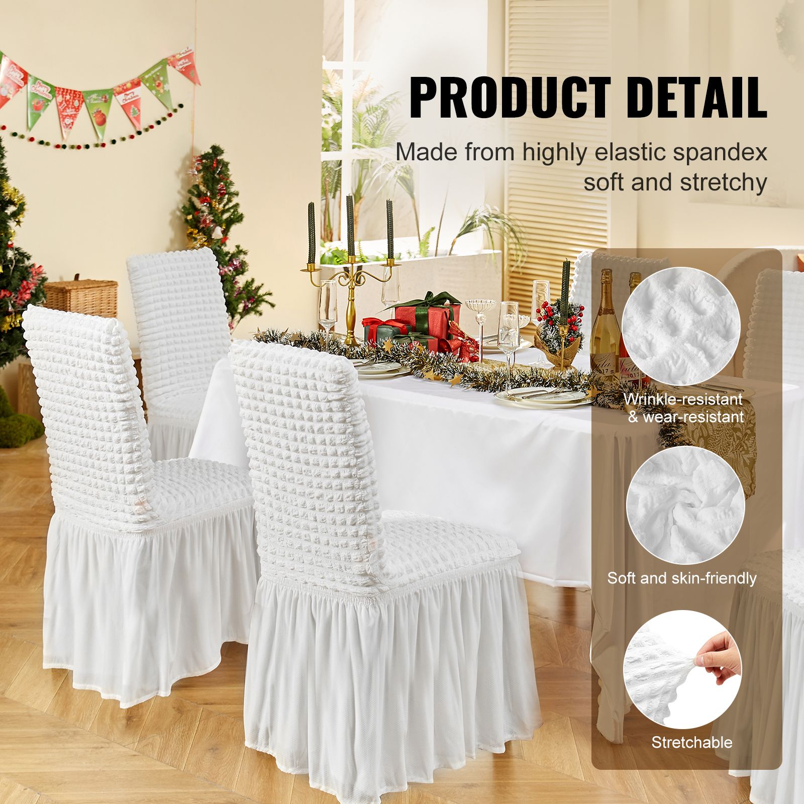 Stretch Spandex Folding Chair Covers, Universal Fitted Chair Cover with Skirt, Removable Washable Protective Slipcovers, for Wedding, Holiday, Banquet, Party โ image 2