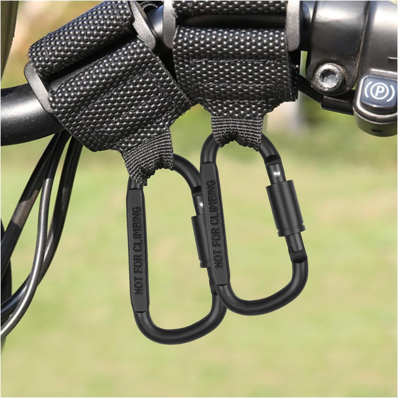 2PCS Hook for Hanging Helmet Goggle Headsets Bags, Heavy Duty Carabiner Clip, Adjustable Strap Hook for Scooter (Black)