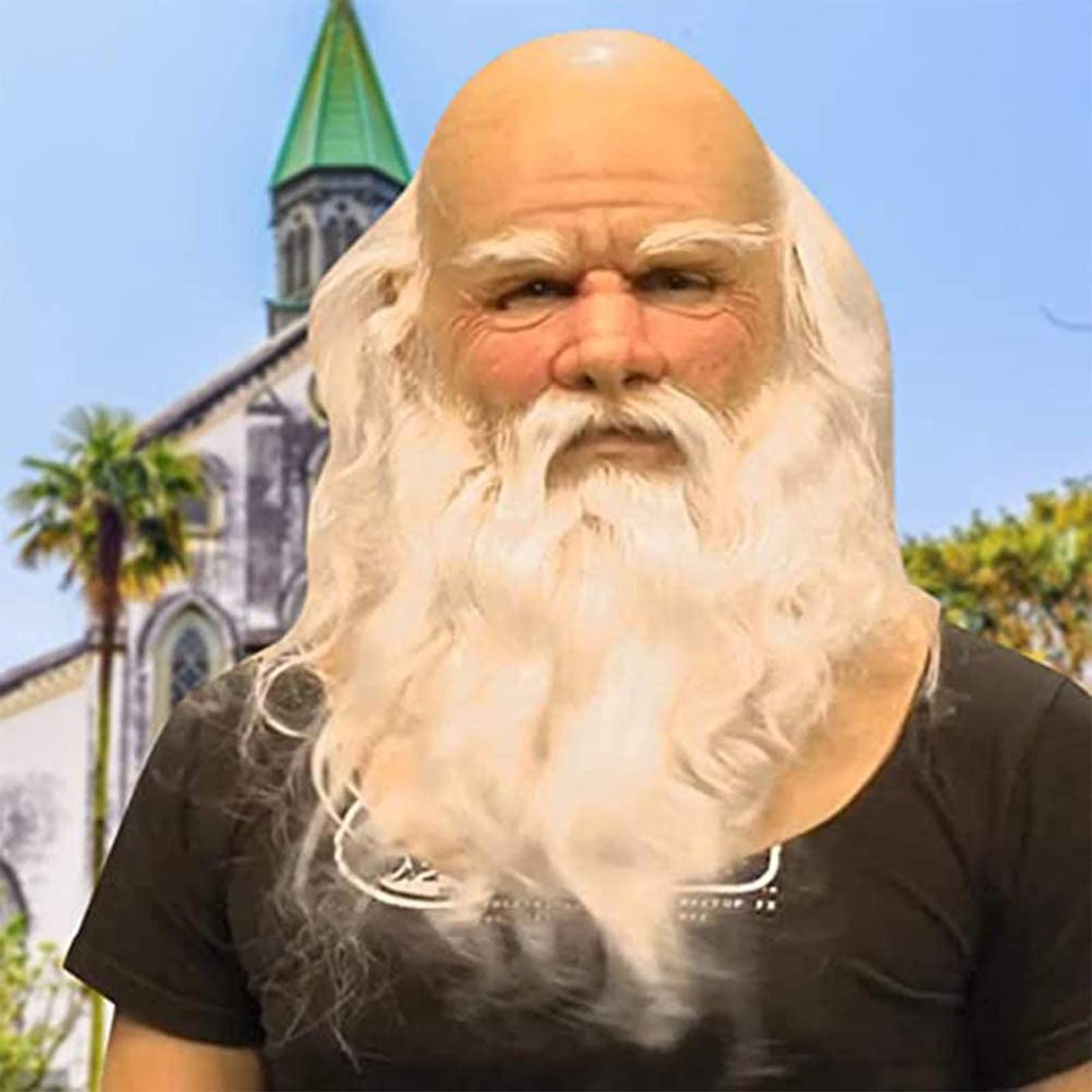 Christmas Santa Claus Latex Mask,Realistic Full Face White Beard Red Cap Mask Xmas Headgear for Theme Party โ image 3