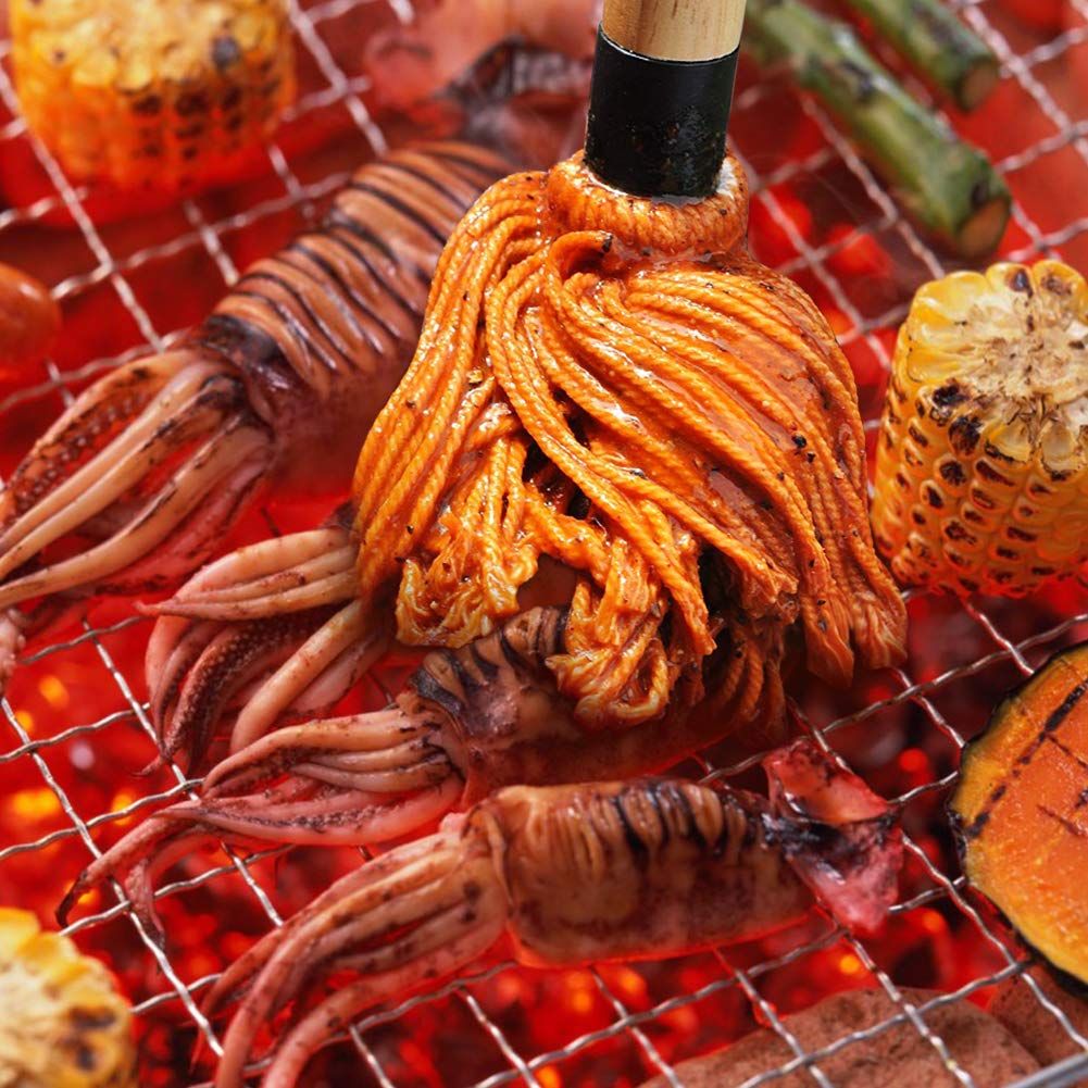 Barbecue mop with wooden long handle, used for grilling, smoking, and steak, as well as for feeding with rubber wooden handle — image 2
