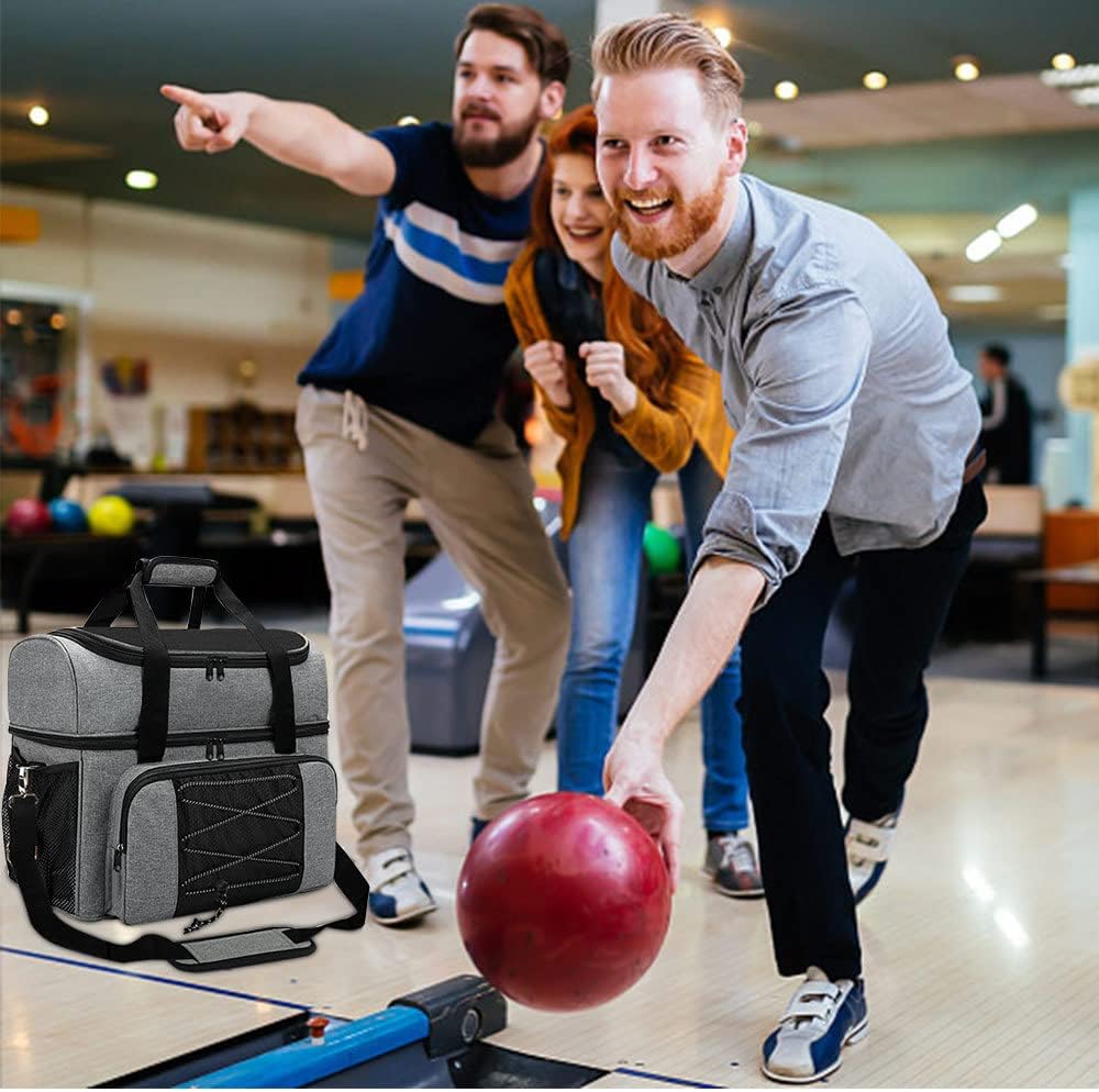 Bowling Bag for 2 Balls Portable Bowling Tote Bag with Padded Ball Holder for Double Ball and Pair of Bowling Shoes up to Mens 16 โ image 3