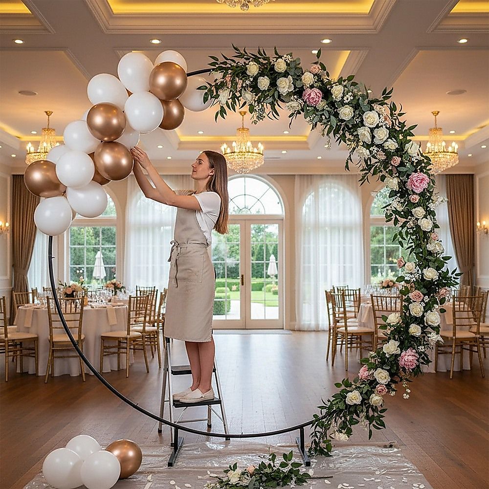 2M Wedding Hoop Round Circle Arch Backdrop Flower Display Stand Frame Background โ image 2