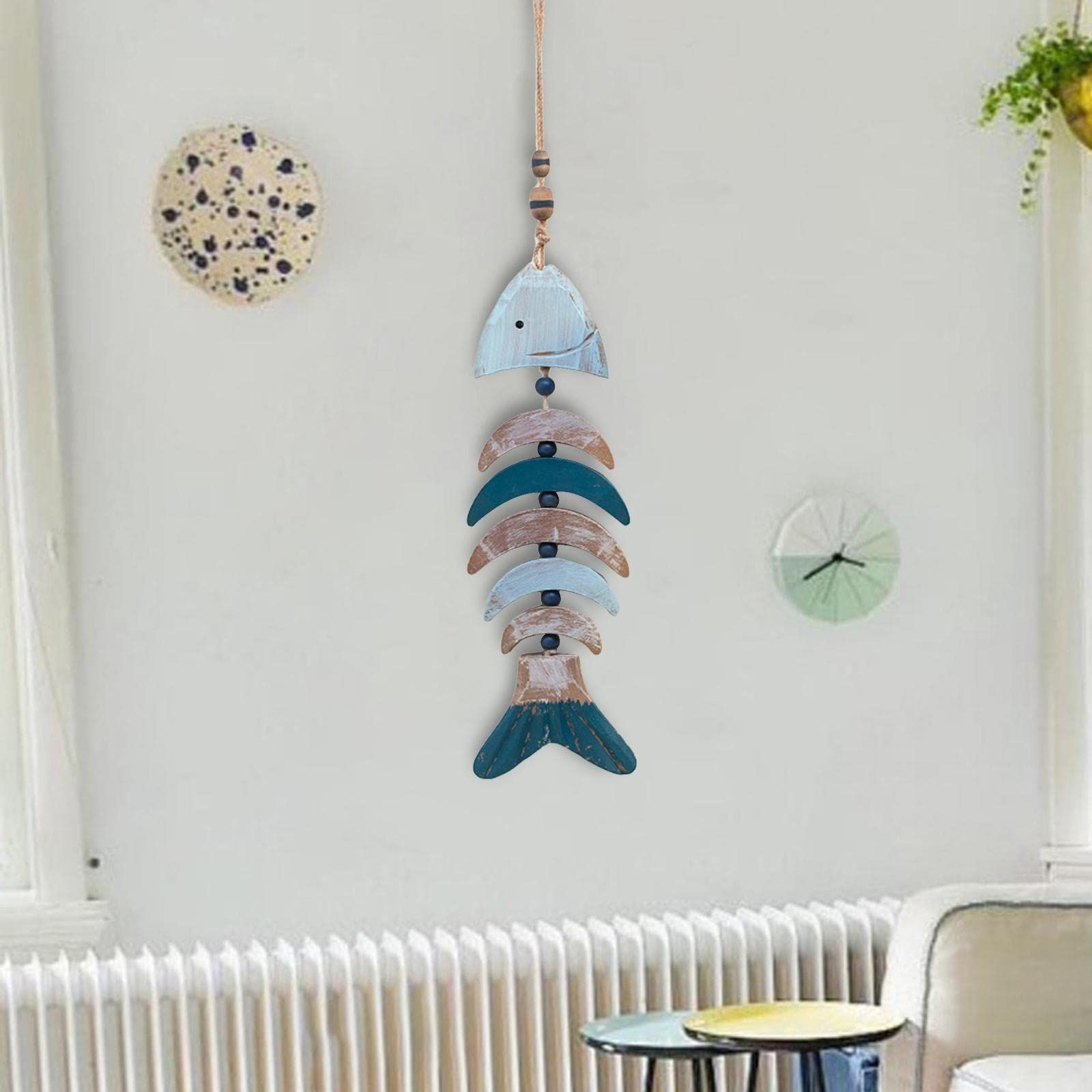 Nautical Fish Pendant Beach Theme Ornament Bones Supplies Art Crafts for Wall Hanging Farmhouse Wall Decorations Bathroom Party — image 4