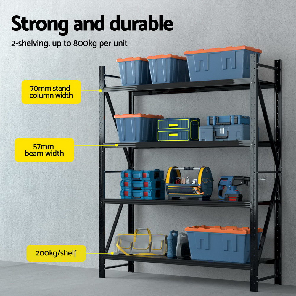 Giantz 4Mx2.4M Garage Shelving Warehouse Rack Black — image 4
