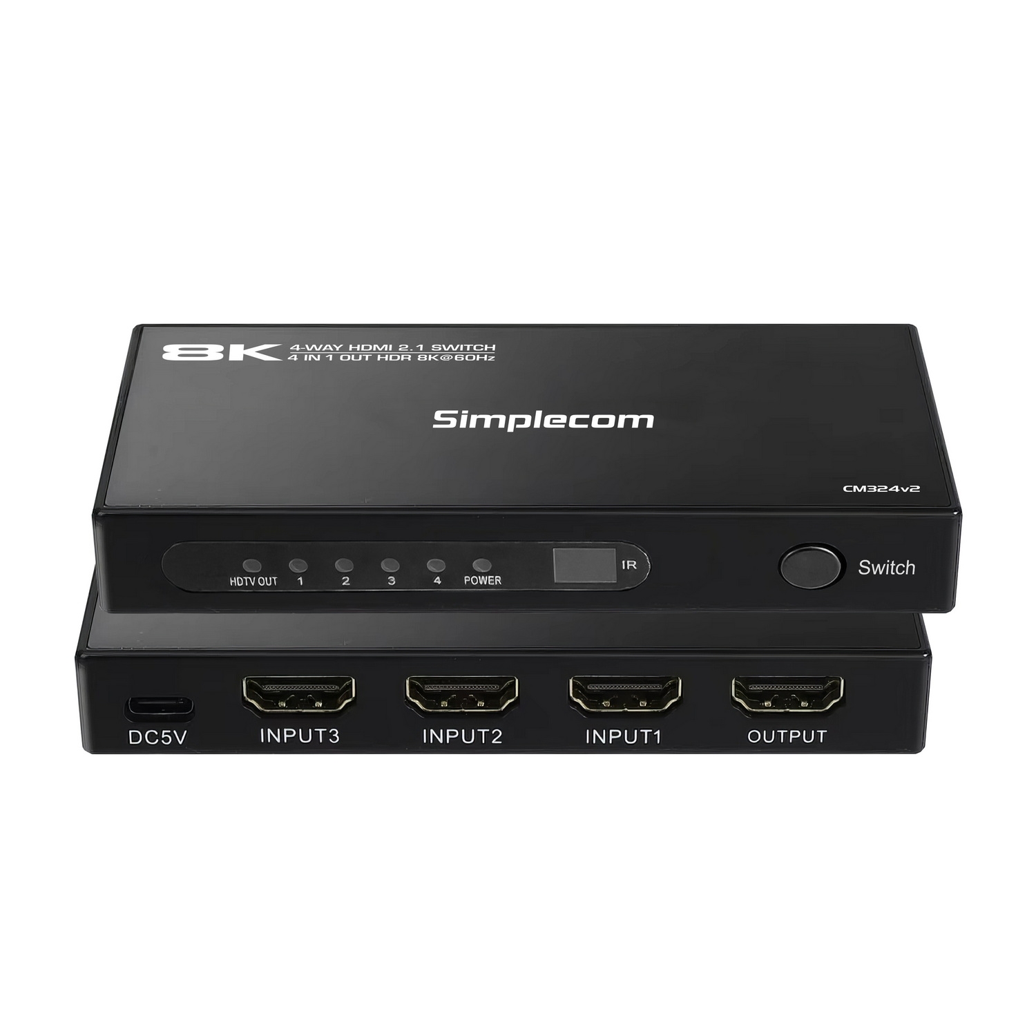 Simplecom CM324v2 4-Port HDMI 2.1 Switch with Remote 4 IN 1 OUT Splitter HDCP 2.3 8K@60Hz — image 3