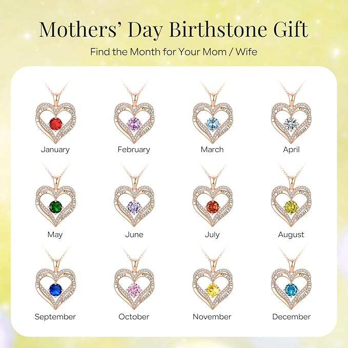 18K Rose Gold Necklaces for Women, 926 Sterling Silver Gifts for Mothers Day, Jewelry for Wife Mom Her Girlfriend, Birthstone Diamond Necklace for Birthday — image 3