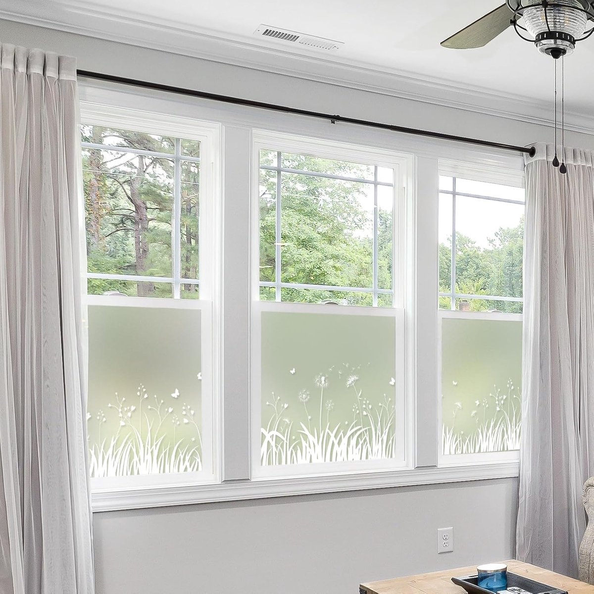 Window Privacy Film - Window Film - Anti-Peek Window Film - Glueless Frosted Privacy Film - Self-Adhesive Window Film - Flower Garden Window Stickers - Static — image 4