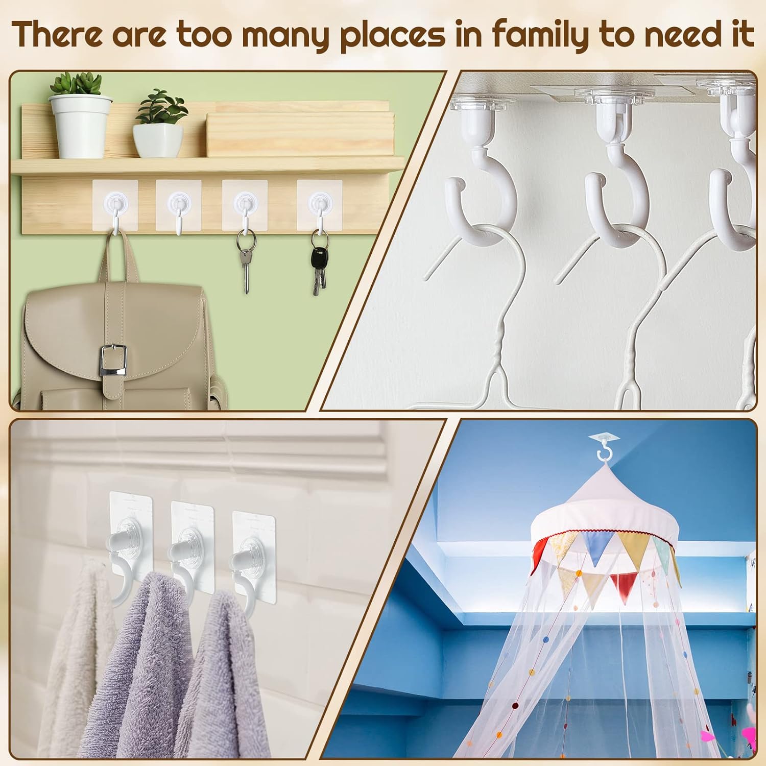 9 pcs self-adhesive ceiling hooks white under cabinet hooks plastic heavy duty self-adhesive hooks tool hooks for ceiling hanging โ image 5
