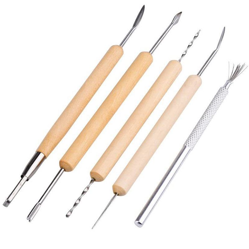 11 Pcs Pottery Clay Sculpting Tools, Double-Sided, Ceramics Tools Smooth Wooden Handles for Trimming, Embossing Pattern