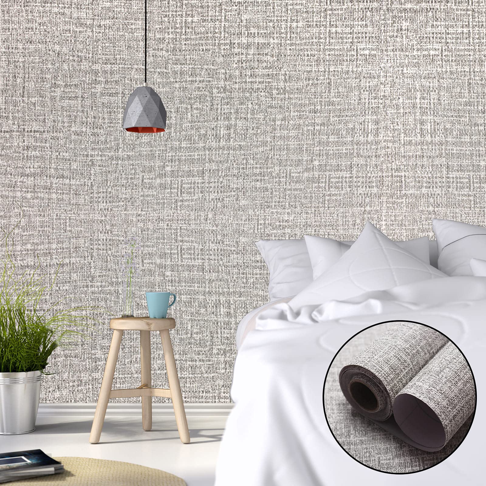 61cm x 10m Wallpaper Decor Faux Grasscloth Contact Paper Wall Paper Self Adhesive Removable — image 2