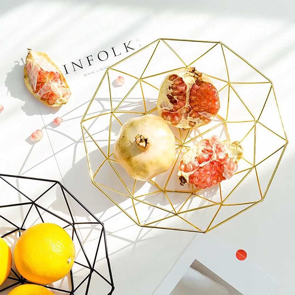 Geometric Metal Wire Fruit Bowl, Iron Arts Fruit Storage Baskets for Kitchen Counter (Gold, Normal) β image 4