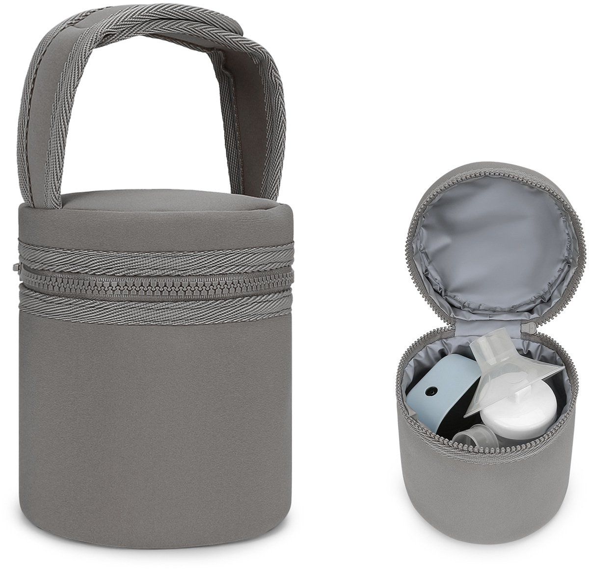 Breast Milk Cooler Bag Insulated Bottle Storage Tote With Removable Strap Constant Temperature For Travel Pumping Nursing Gray Brown