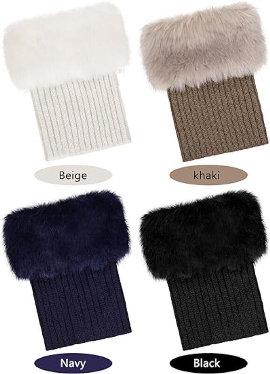 4 pairs of Leg Warmers - warm winter boots - warm winter ankle boots for women - Furry Fuzzy - short warm boot covers - crocheted boots - boot cover socks — image 5