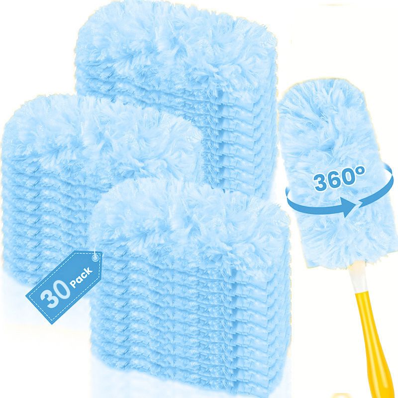 30 Pack Disposable Duster Refills Compatible with Swiffer Dusters, Multi-Surface 360-Degree Cleaning Heads for Fans, Blinds and Furniture, Blue