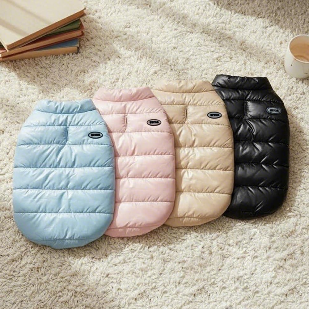 Winter Warm Quilted Vest for Small Pets – Water-Resistant, Fleece-Lined, Easy-On Design with Leash Hole for Indoor and Outdoor Use (L, Blue) — image 2
