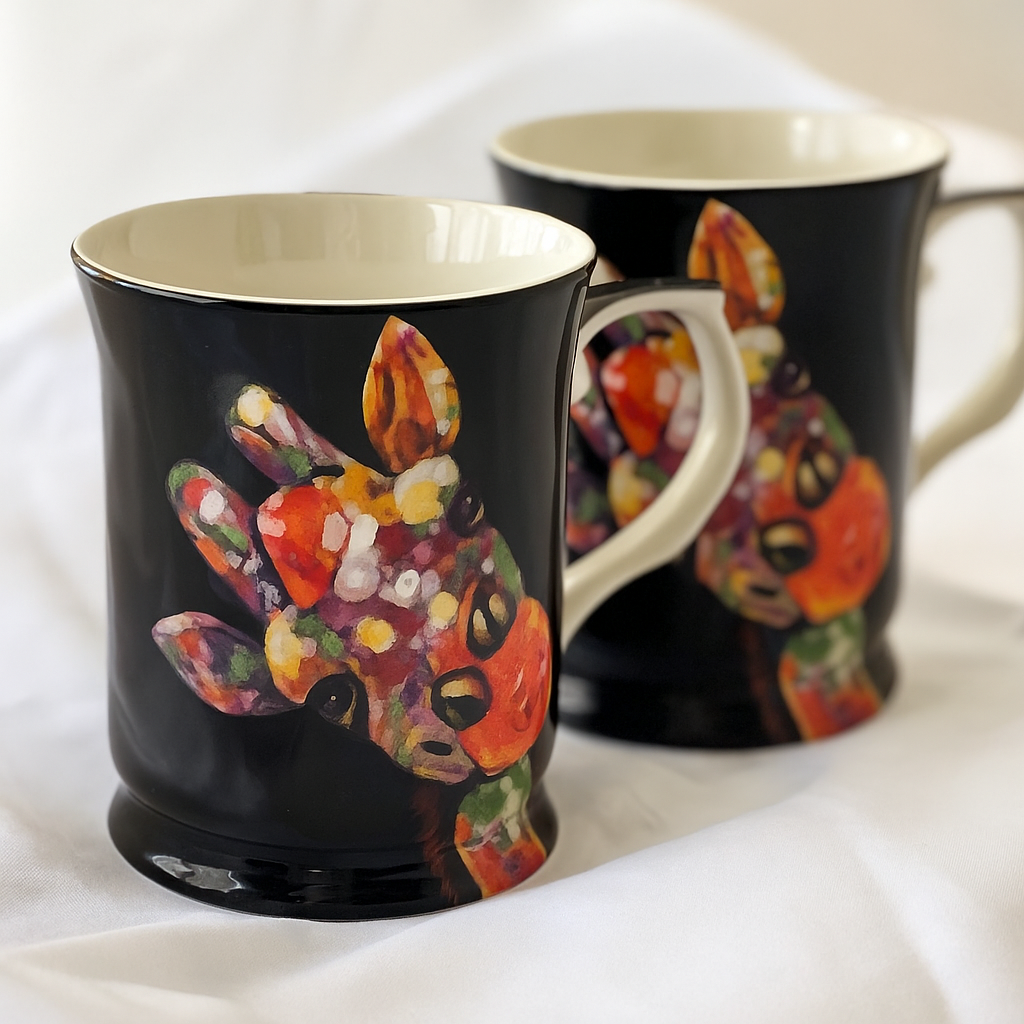 Midnight Safari Giraffe Mug Set of 2| Bold Animal Print Drinkware — image 2