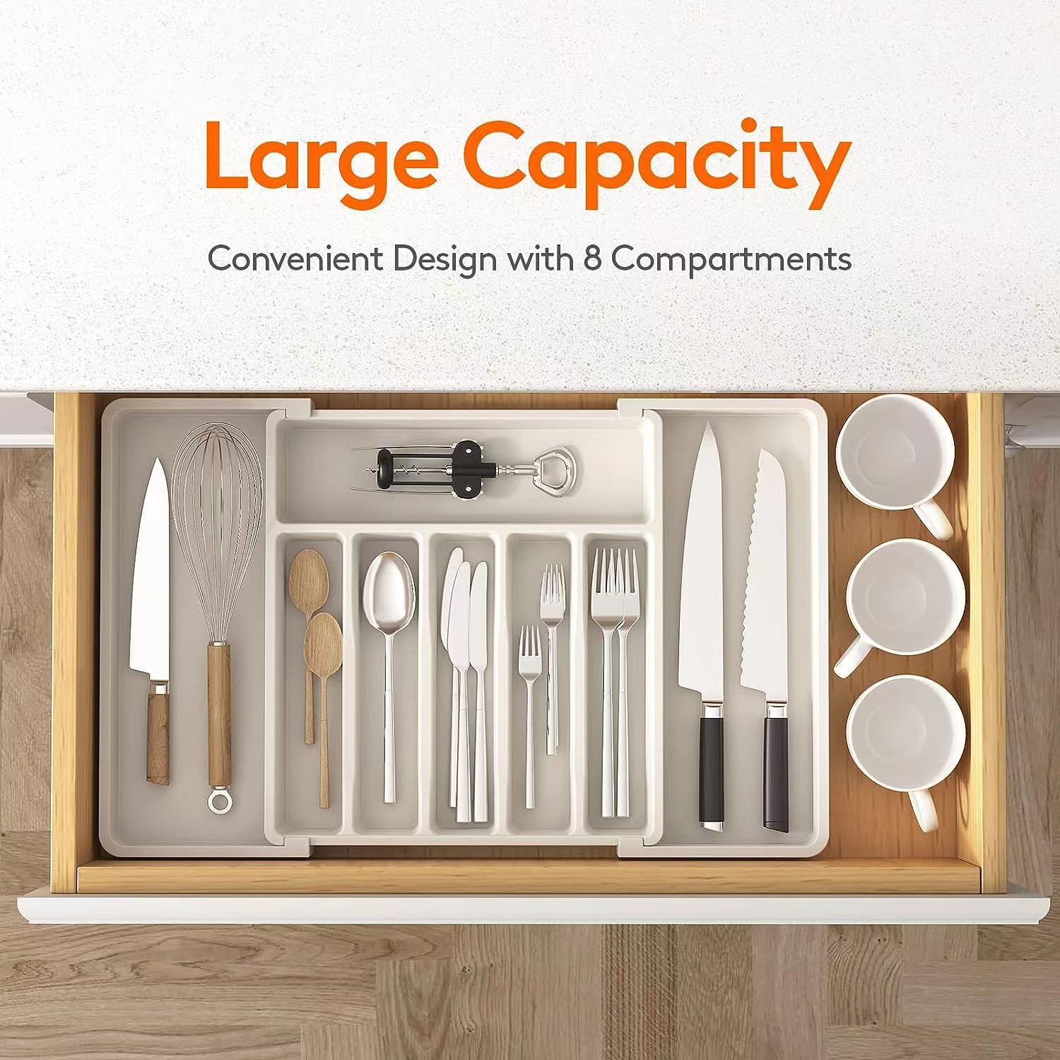 Black Adjustable Cutlery Tray (33-57cm) โ image 4
