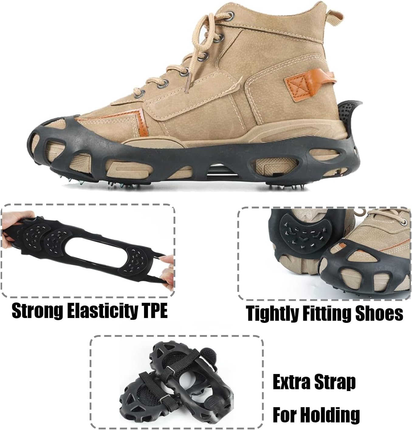 Anti-Slip Ice Spikes with 30 Teeth Strong Grip Size 41-46 Black 1 Pair — image 3