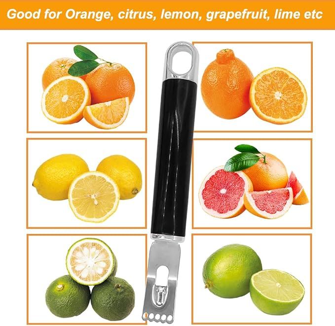 Channel Knife, 2 in 1 Lemon Peeler Zester Cocktail Garnish Citrus Zester 5 Baldes Ultra Sharp Lemon Rind Twist Peeler Stainless Steel Bar Tool Professional โ image 5