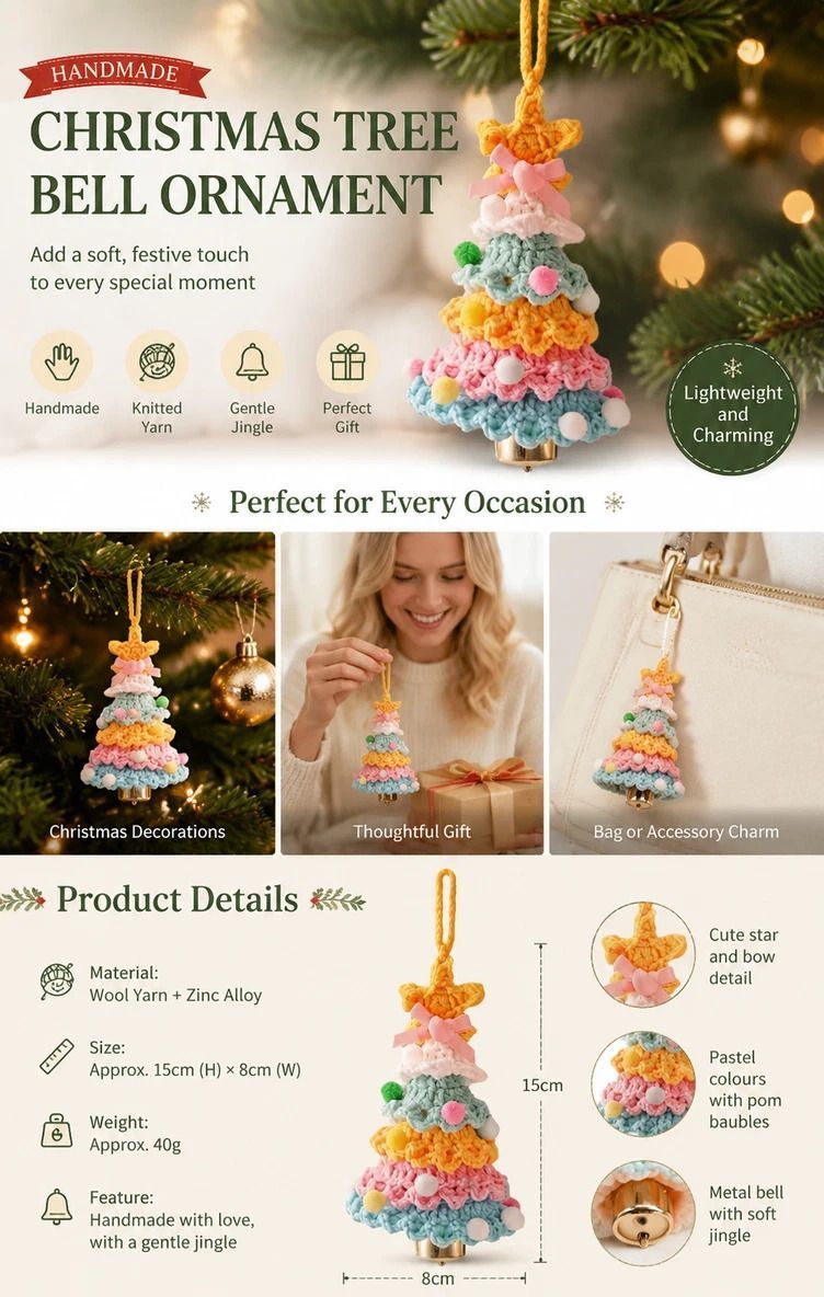 2 Pack Crochet Ornament C+G Green & Orange, Family Present Pair — image 2