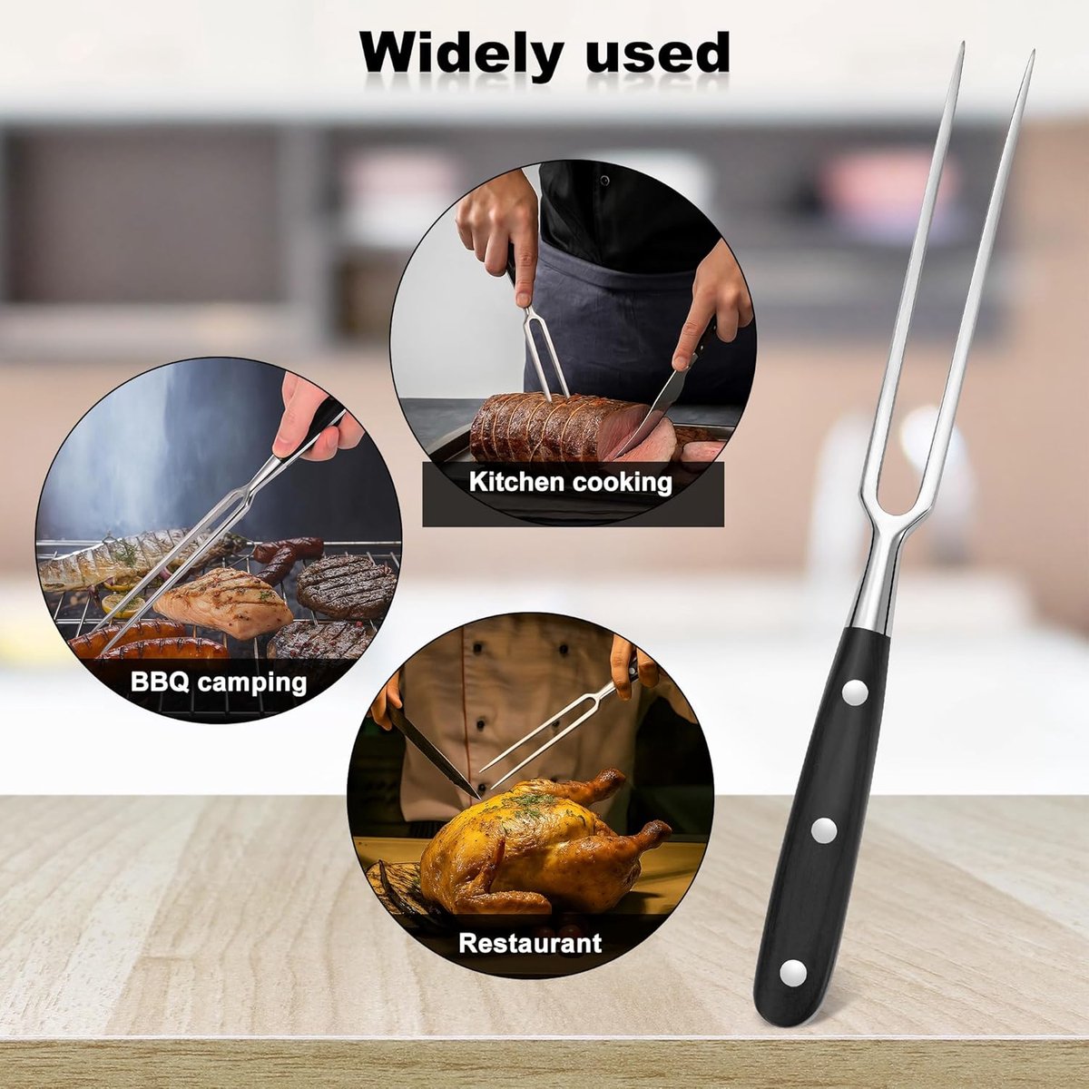 Waffle Fork - Meat Fork - Stainless Steel - With Handle - Serving Fork - Carving Fork - Waffle Iron Accessory - Cookware - Kitchen Utensils - For Grill Kitchen — image 4