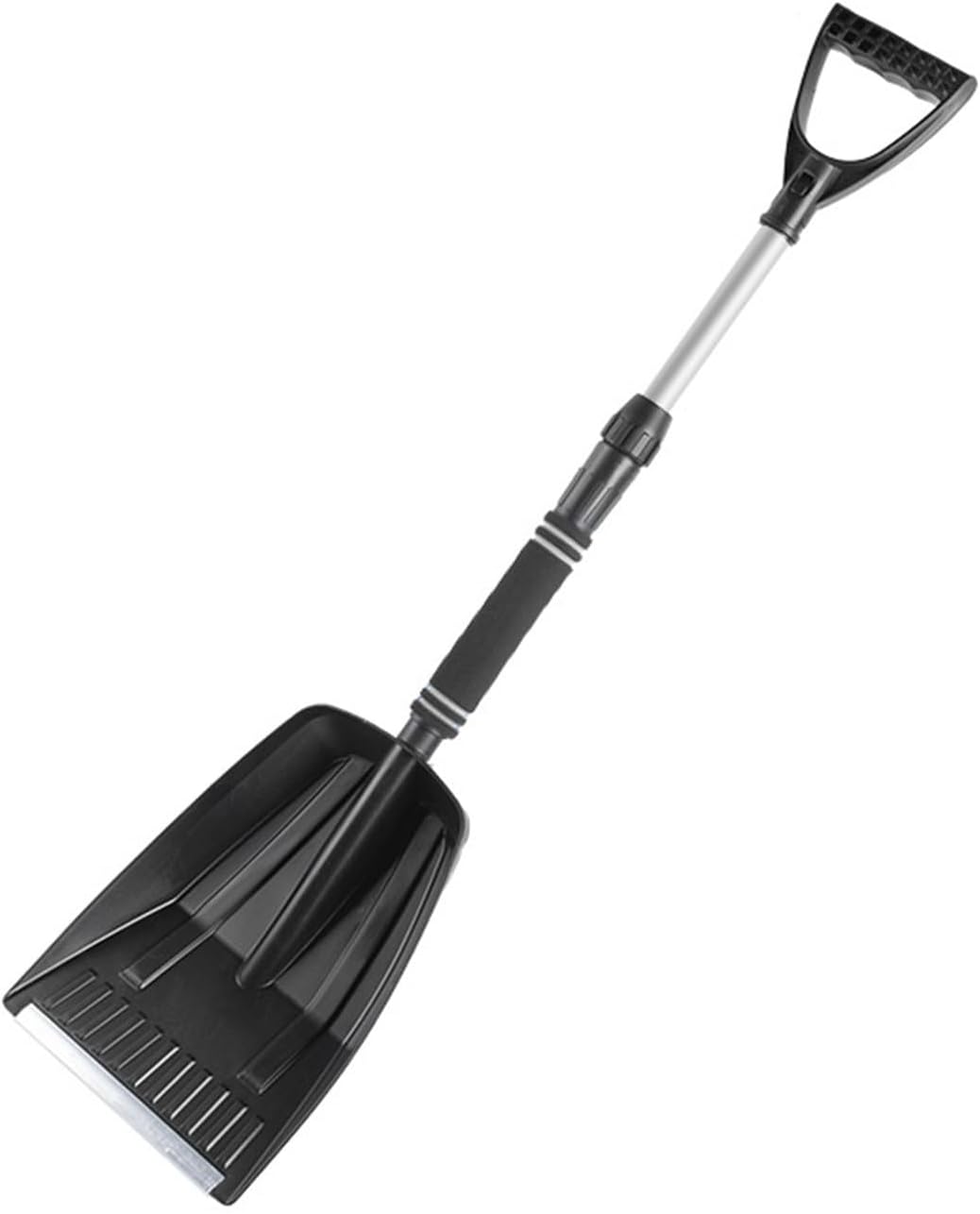 Folding Snow Shovel - Large Capacity | Lightweight & Portable - Wide Snow Clearing Range with Ergonomic D-Shaped Handle and Aluminum Blade - Snow Shovel for