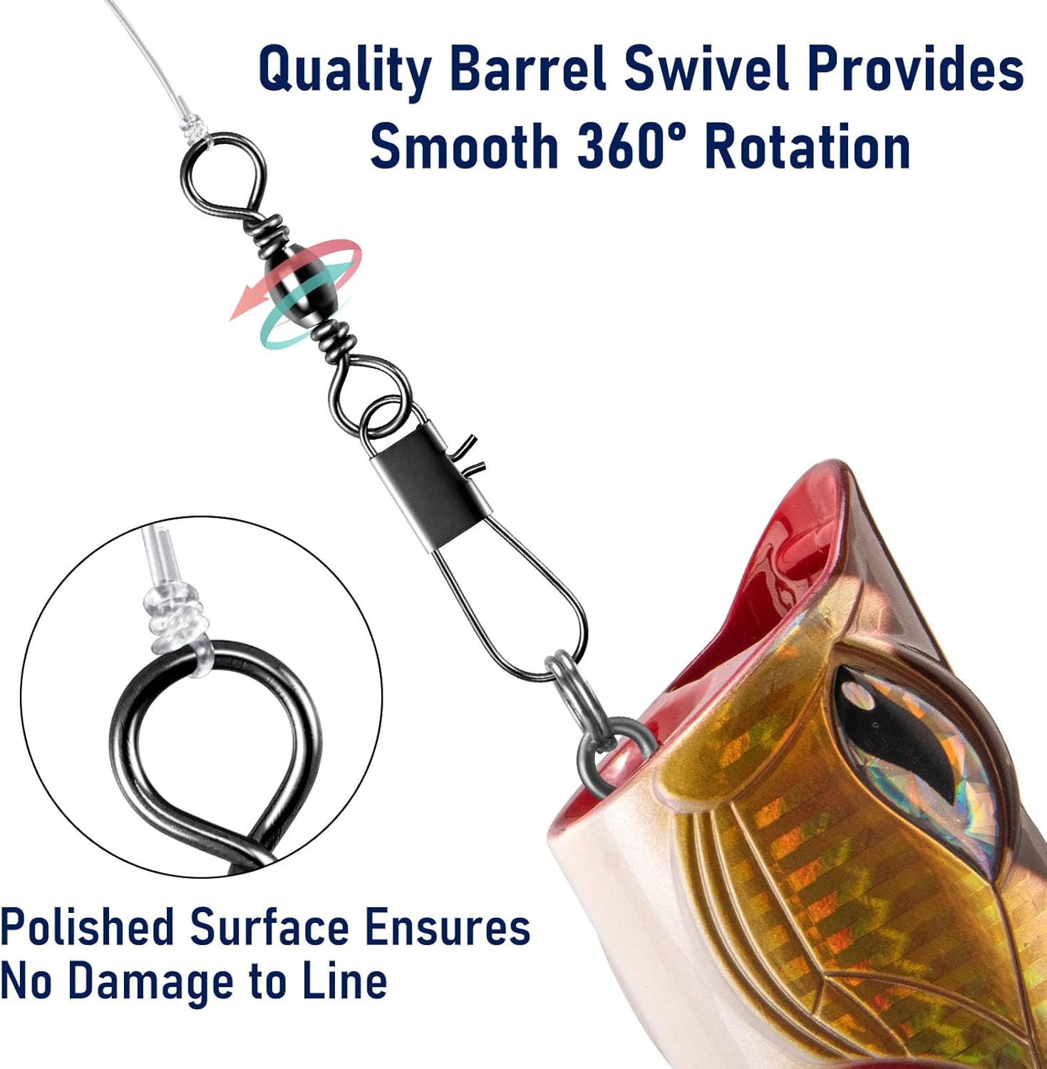 100-Pack Fishing Barrel Swivels with Snaps, Snap Tackle Stainless Safty Interlock Lure Hook Connector Clips Freshwater 31LB — image 4