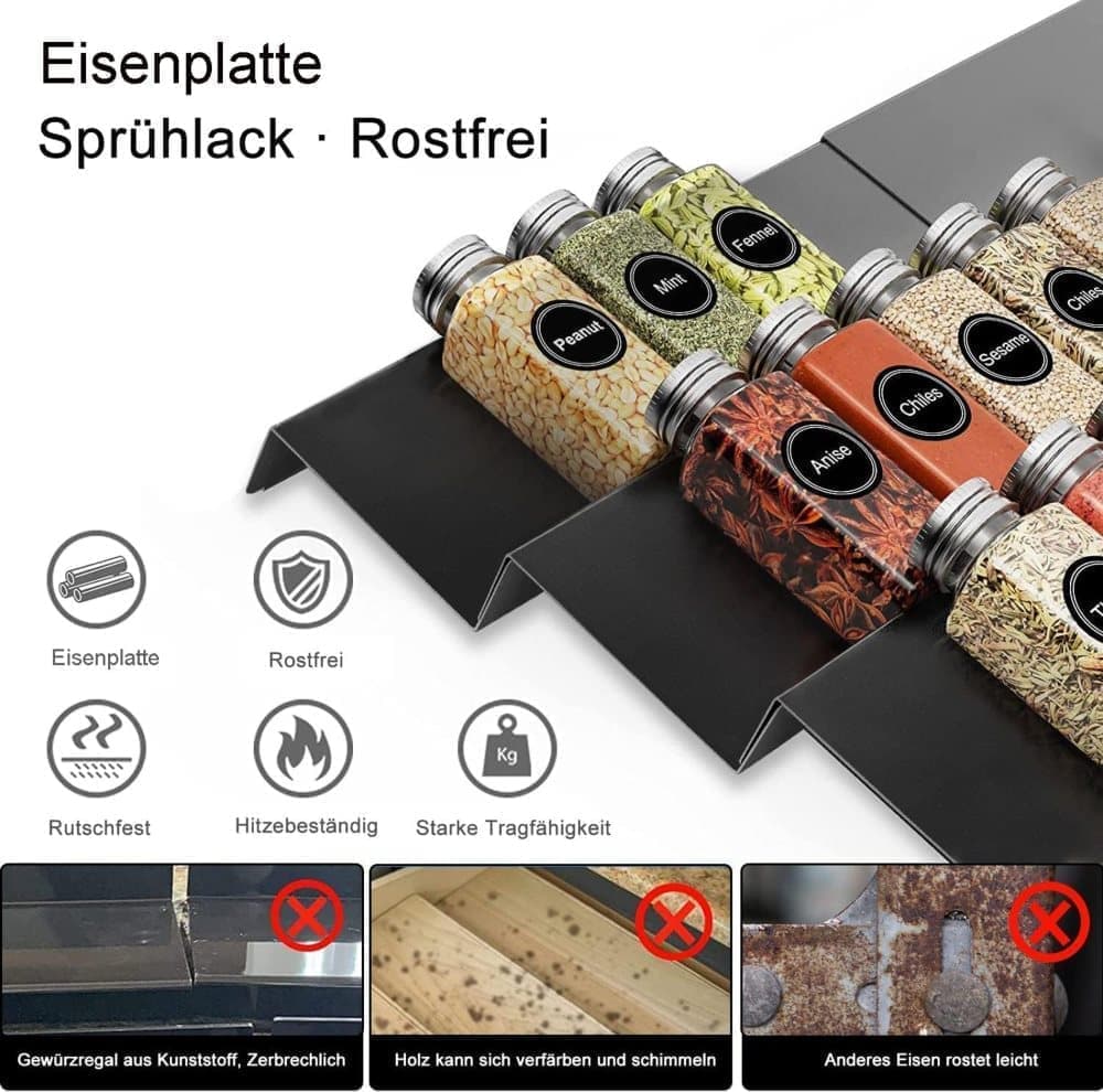 6-Piece Adjustable Spice Rack for Kitchen Storage, Compatible with Jars — image 2