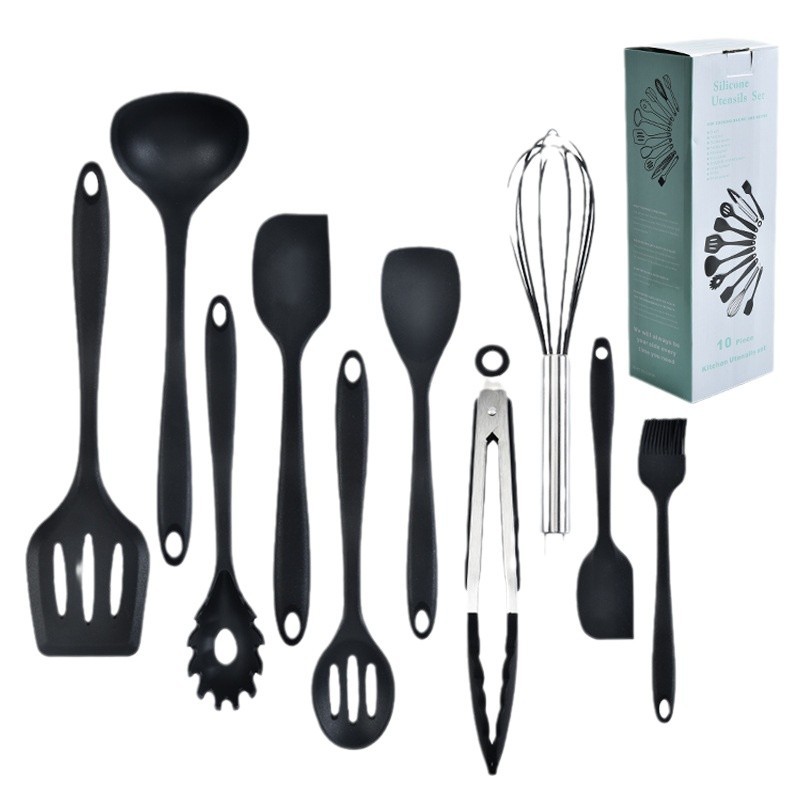 Grey 10-Piece Premium Silicone Kitchen Utensil Set - Heat Resistant, Non-Stick Cookware โ image 2