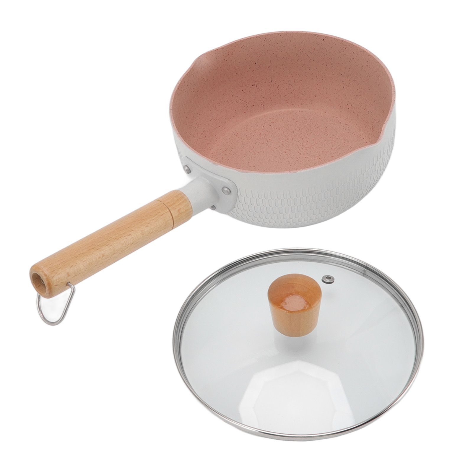 Sauce Pan Stick Proof Aluminum Alloy Multi Functional Milk Pot with Wooden Handle for Induction Gas Stove White โ image 2