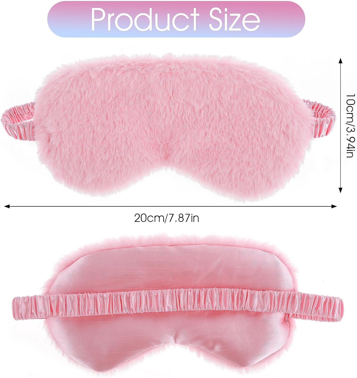 2 Pcs Plush Eye Mask Soft Sleeping Blindfold Eye Cover Comfortable Faux Fur Sleeping Mask Satin Night Eyeshade Cover (White, Pink)