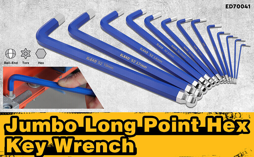 ELEAD 13Pc Extra Large Hex Key Set Long Allen Key Wrench Ball End Metric 2-19mm — image 3