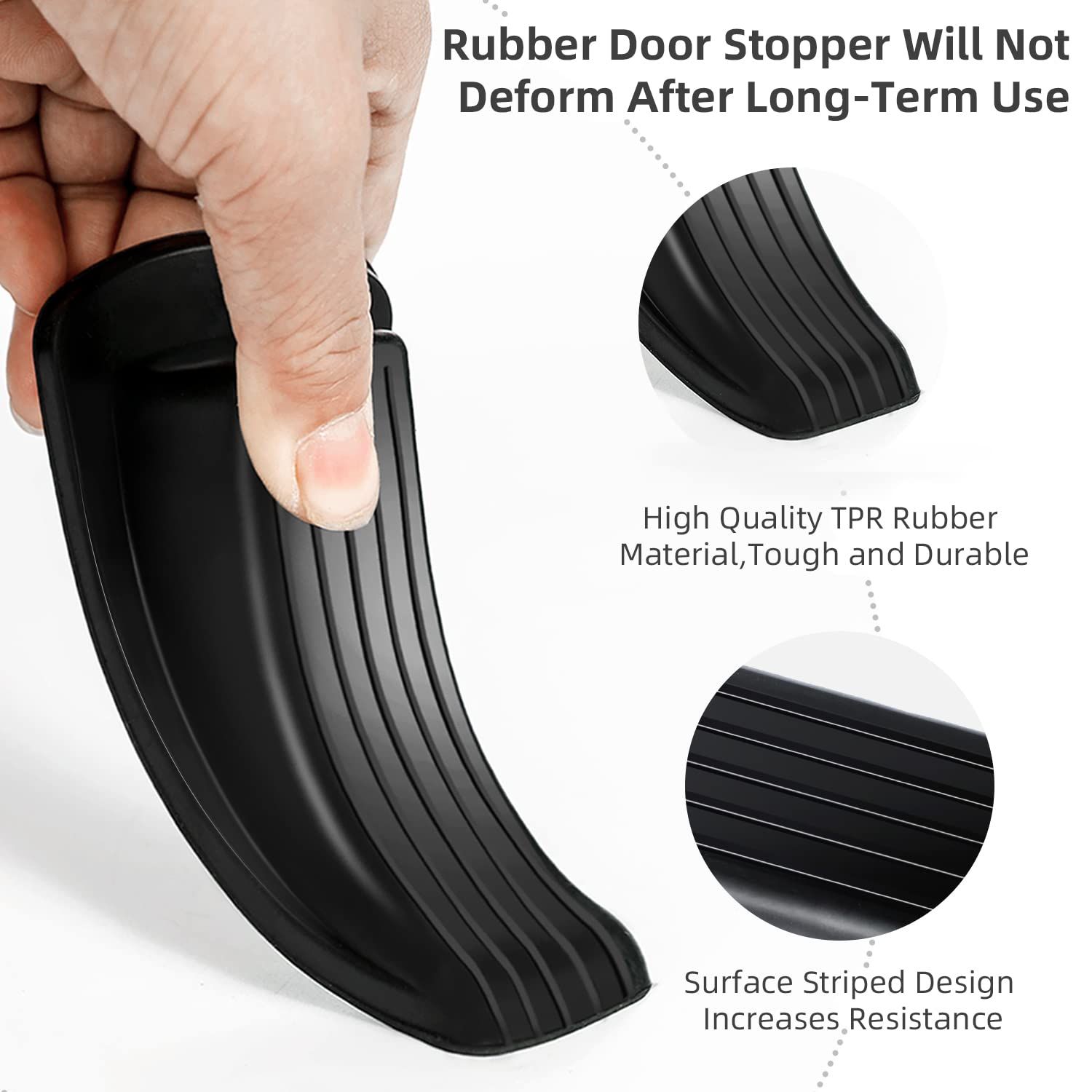 4PC Door Stoppers, Premium Rubber Stoppers Wedge, Stops for Carpet Heavy Duty Door, Bottom of on Tile, Concrete, Carpet โ image 4