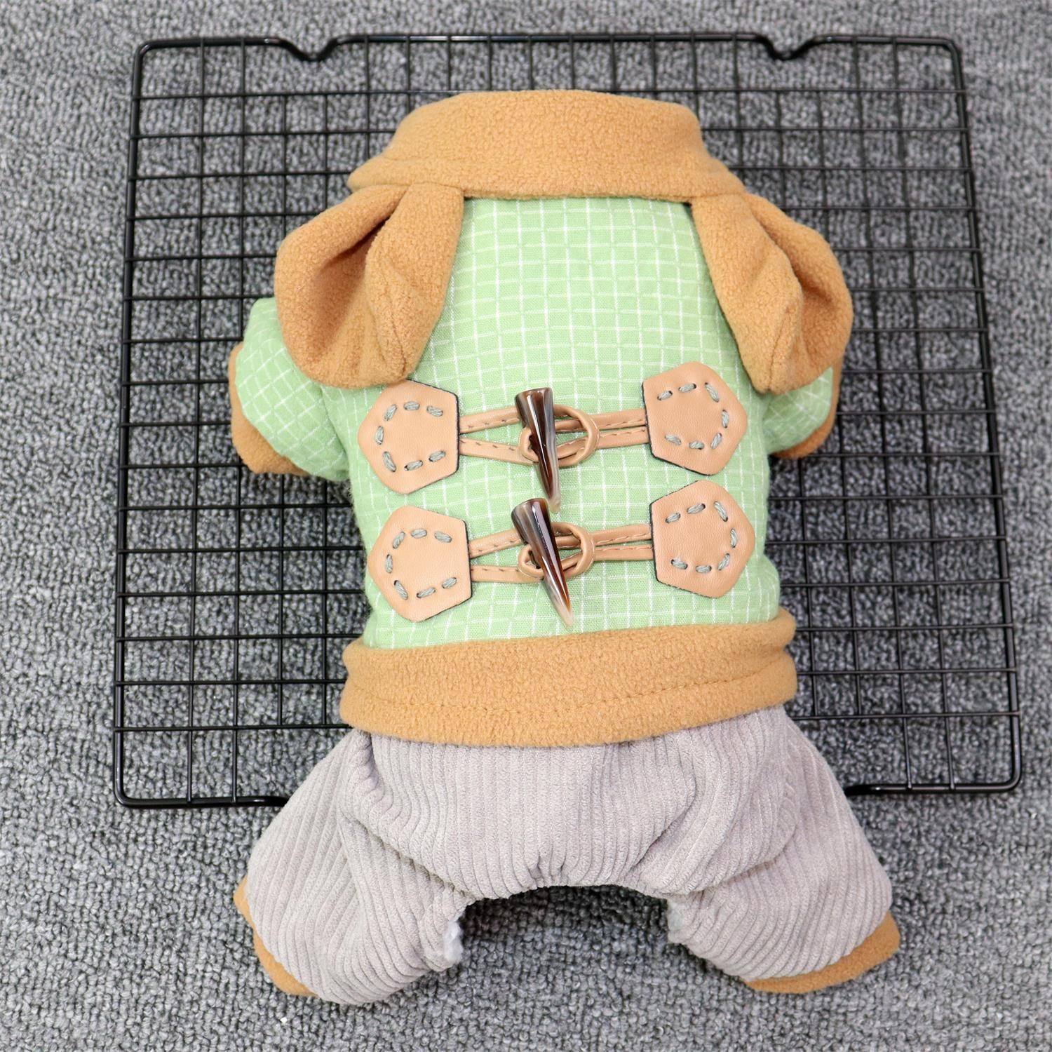 Pet Dog Clothes Odd Pet Four Legged Casual Corner Button Four Leg Green XS — image 4