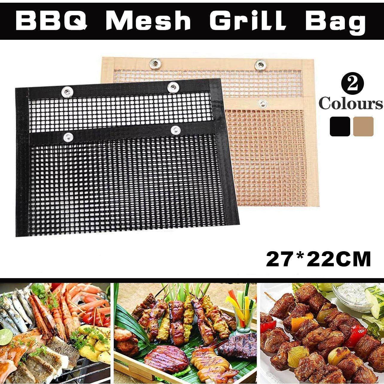 BBQ Mesh Grill Bag 27 × 22cm Non Stick Reusable Barbecue Grilling Basket Net - Copper — image 2
