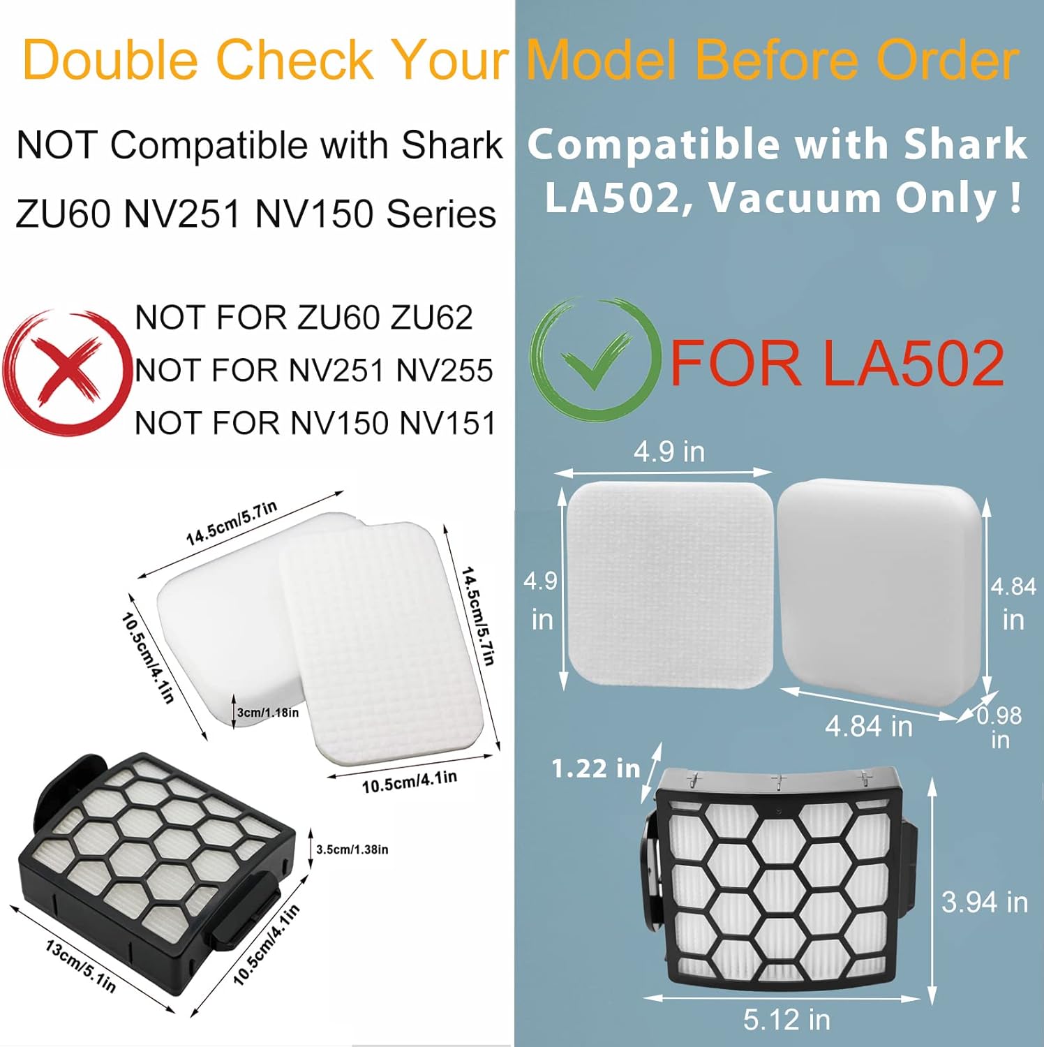 Filter Replacement for Shark Rotator Lift-Away LA300 LA301 LA322 LA351 LA500 LA502 LA555 LA360 LA362 LA401 LA455 LA702 ADV DuoClean PowerFins Upright Vacuum โ image 3