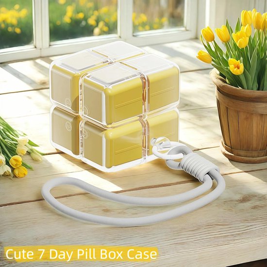 Medicine box - 7-day medicine box - Weekly pill box - Portable pill box for travel - Easy to open - 8 compartments - For storing vitamins and medicines — image 3