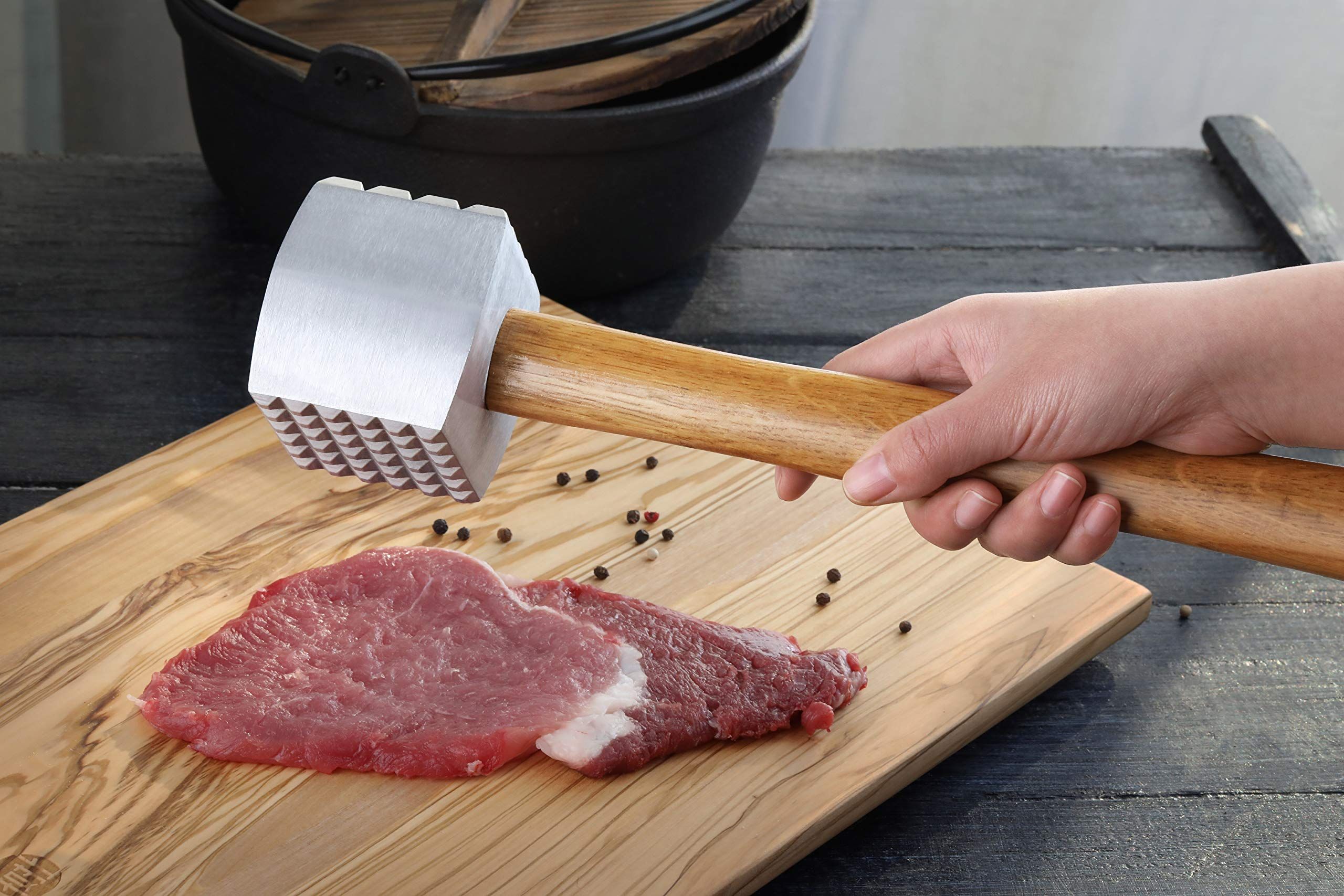 Foodservice Wood Handle Aluminum Meat Tenderizer/Mallet/Hammer, home Western restaurant steak loosening meat hammer โ image 4