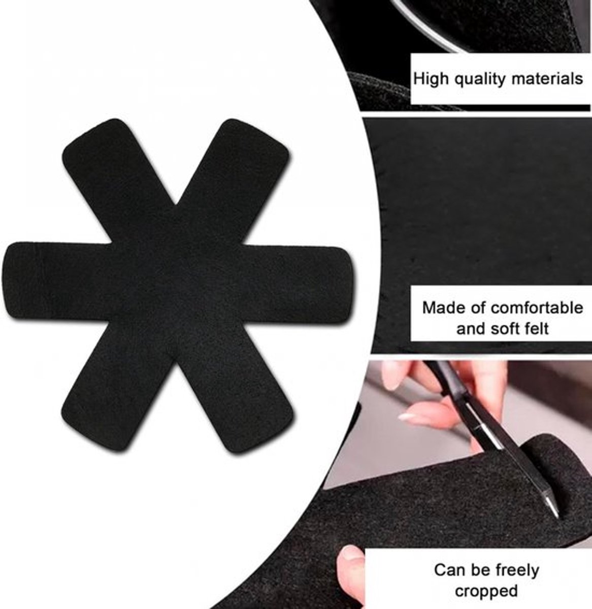 Pan Protectors - 6 Pieces - 38 Cm - Pan Protector - For Between Pans - Protection Set - Prevent Scratches on Cutlery - Anti-Scratch - Heat Resistant - Black — image 3