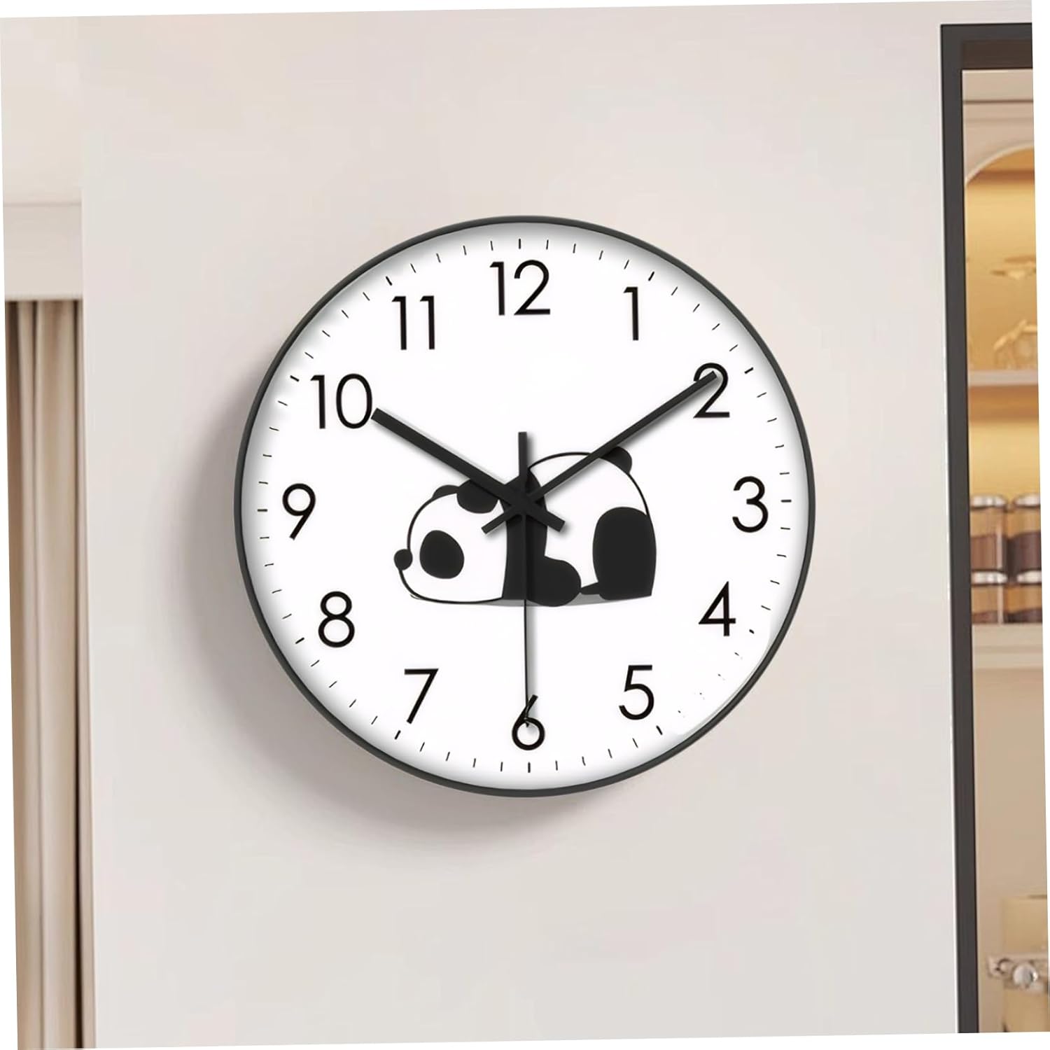Silent Panda Wall Clock with Non-Ticking Analogue Movement for Bedrooms, Kitchens, Offices and Modern Home Decor, White โ image 2